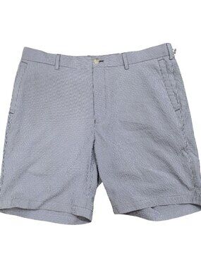 Peter Millar Featherweight Seersucker Shorts Mens 35 Blue White Stripe Golf Flat